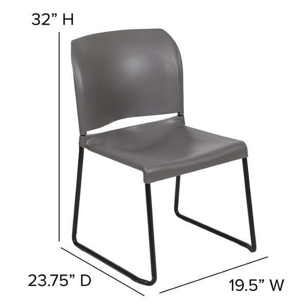 English Elm HERCULES 880 lb. Capacity Contoured Stack Chair - Ergonomic Design for Office, Event & Cafeteria Use Gray RUT-238A-GY-GG