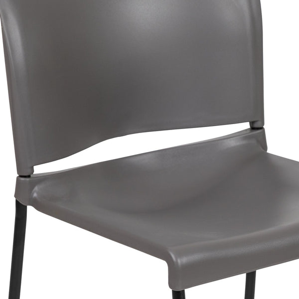 English Elm HERCULES 880 lb. Capacity Contoured Stack Chair - Ergonomic Design for Office, Event & Cafeteria Use Gray RUT-238A-GY-GG