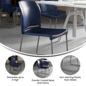 English Elm HERCULES 880 lb. Capacity Contoured Stack Chair - Ergonomic Design for Office, Event & Cafeteria Use Navy RUT-238A-NY-GG