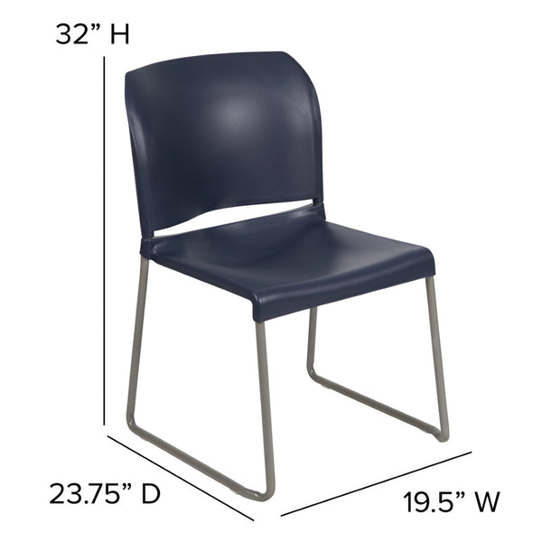 English Elm HERCULES 880 lb. Capacity Contoured Stack Chair - Ergonomic Design for Office, Event & Cafeteria Use Navy RUT-238A-NY-GG