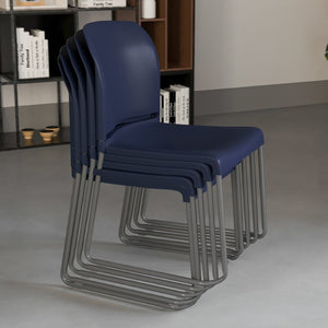 English Elm HERCULES 880 lb. Capacity Contoured Stack Chair - Ergonomic Design for Office, Event & Cafeteria Use Navy RUT-238A-NY-GG