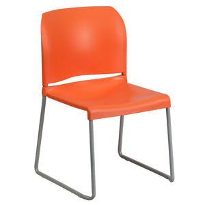 English Elm HERCULES 880 lb. Capacity Contoured Stack Chair - Ergonomic Design for Office, Event & Cafeteria Use Orange RUT-238A-OR-GG