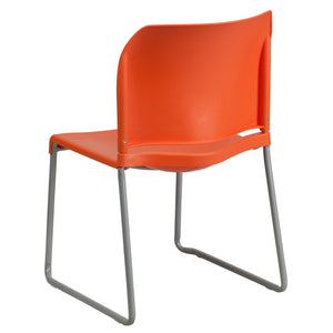 English Elm HERCULES 880 lb. Capacity Contoured Stack Chair - Ergonomic Design for Office, Event & Cafeteria Use Orange RUT-238A-OR-GG