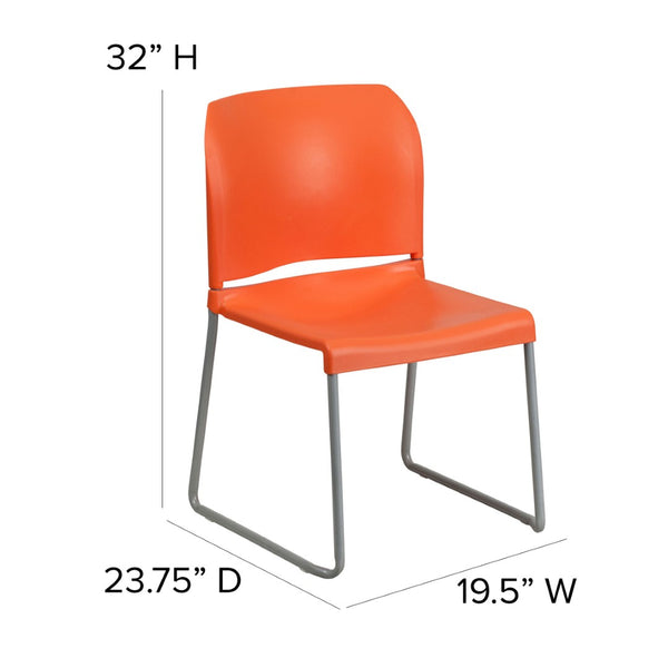 English Elm HERCULES 880 lb. Capacity Contoured Stack Chair - Ergonomic Design for Office, Event & Cafeteria Use Orange RUT-238A-OR-GG
