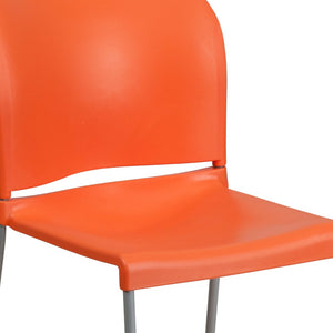 English Elm HERCULES 880 lb. Capacity Contoured Stack Chair - Ergonomic Design for Office, Event & Cafeteria Use Orange RUT-238A-OR-GG
