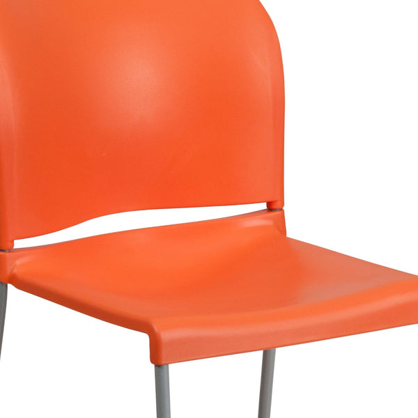 English Elm HERCULES 880 lb. Capacity Contoured Stack Chair - Ergonomic Design for Office, Event & Cafeteria Use Orange RUT-238A-OR-GG