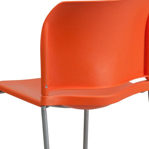 English Elm HERCULES 880 lb. Capacity Contoured Stack Chair - Ergonomic Design for Office, Event & Cafeteria Use Orange RUT-238A-OR-GG