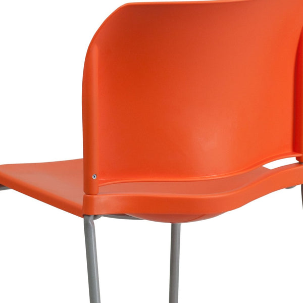 English Elm HERCULES 880 lb. Capacity Contoured Stack Chair - Ergonomic Design for Office, Event & Cafeteria Use Orange RUT-238A-OR-GG