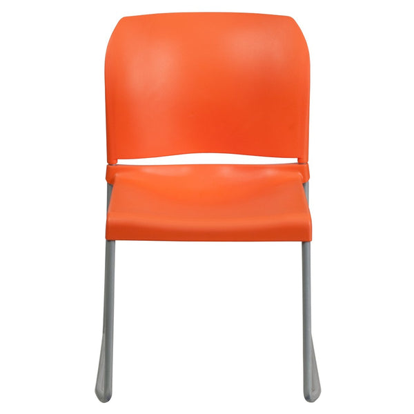 English Elm HERCULES 880 lb. Capacity Contoured Stack Chair - Ergonomic Design for Office, Event & Cafeteria Use Orange RUT-238A-OR-GG