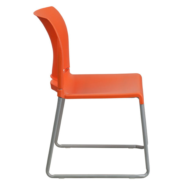 English Elm HERCULES 880 lb. Capacity Contoured Stack Chair - Ergonomic Design for Office, Event & Cafeteria Use Orange RUT-238A-OR-GG