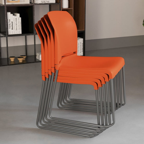 English Elm HERCULES 880 lb. Capacity Contoured Stack Chair - Ergonomic Design for Office, Event & Cafeteria Use Orange RUT-238A-OR-GG