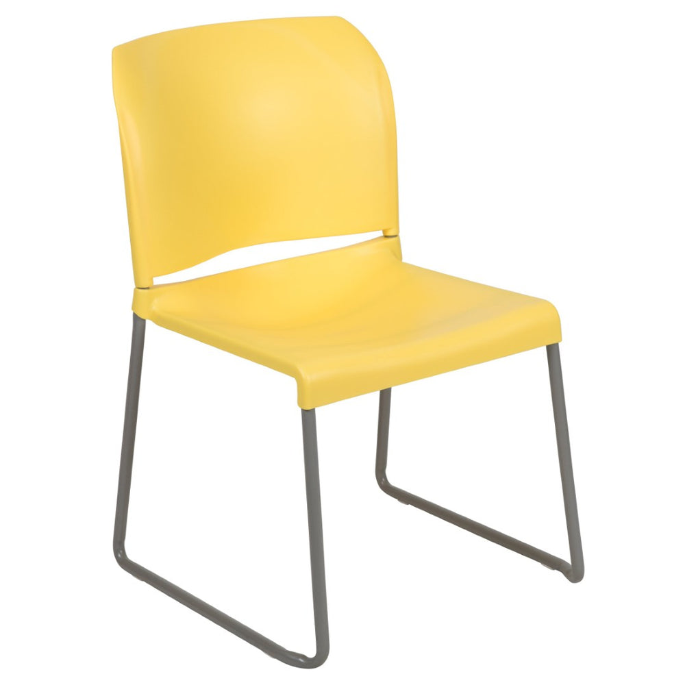 English Elm HERCULES 880 lb. Capacity Contoured Stack Chair - Ergonomic Design for Office, Event & Cafeteria Use Yellow RUT-238A-YL-GG