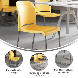 English Elm HERCULES 880 lb. Capacity Contoured Stack Chair - Ergonomic Design for Office, Event & Cafeteria Use Yellow RUT-238A-YL-GG