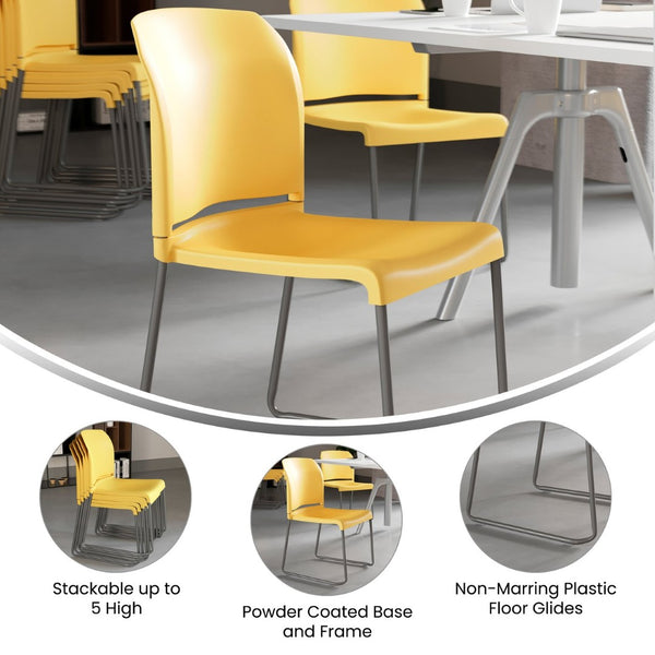 English Elm HERCULES 880 lb. Capacity Contoured Stack Chair - Ergonomic Design for Office, Event & Cafeteria Use Yellow RUT-238A-YL-GG