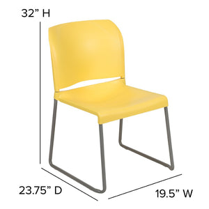 English Elm HERCULES 880 lb. Capacity Contoured Stack Chair - Ergonomic Design for Office, Event & Cafeteria Use Yellow RUT-238A-YL-GG