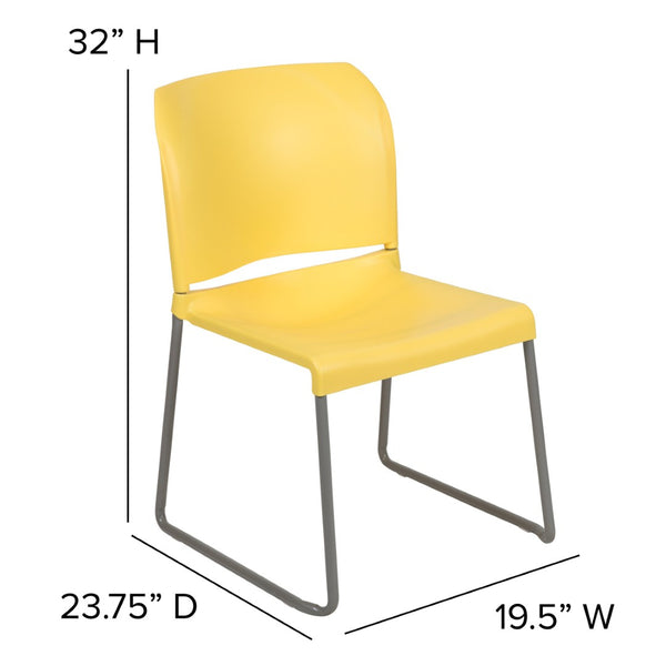 English Elm HERCULES 880 lb. Capacity Contoured Stack Chair - Ergonomic Design for Office, Event & Cafeteria Use Yellow RUT-238A-YL-GG