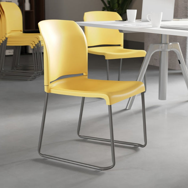 English Elm HERCULES 880 lb. Capacity Contoured Stack Chair - Ergonomic Design for Office, Event & Cafeteria Use Yellow RUT-238A-YL-GG