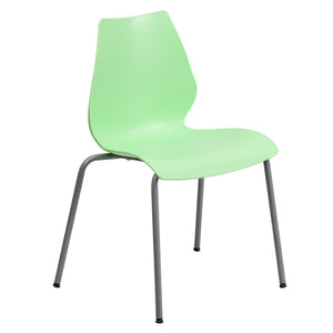 English Elm HERCULES Heavy-Duty Stack Chair with Lumbar Support and Silver Frame for Commercial Environments Green RUT-288-GREEN-GG