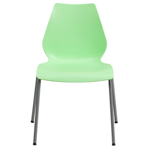 English Elm HERCULES Heavy-Duty Stack Chair with Lumbar Support and Silver Frame for Commercial Environments Green RUT-288-GREEN-GG
