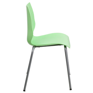 English Elm HERCULES Heavy-Duty Stack Chair with Lumbar Support and Silver Frame for Commercial Environments Green RUT-288-GREEN-GG