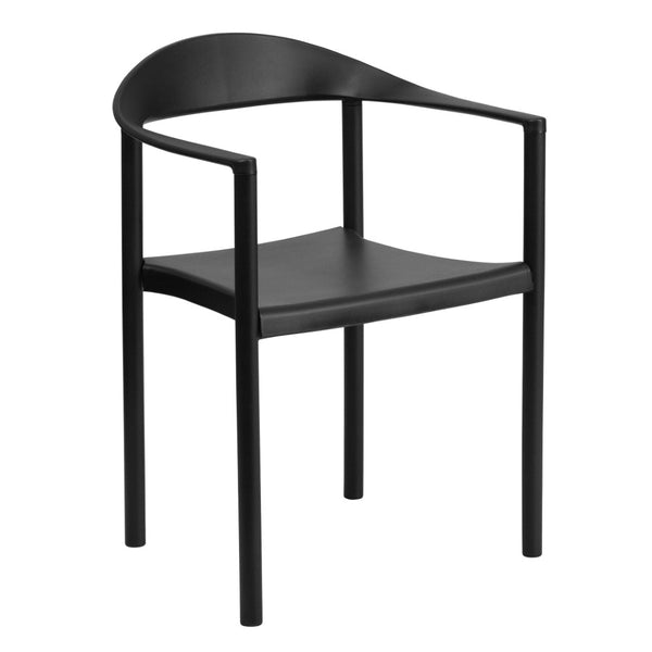 English Elm HERCULES Heavy-Duty Cafe Stack Chair - 1000 lb Capacity, Ergonomic Comfort for Dining & Events Black RUT-418-BK-GG