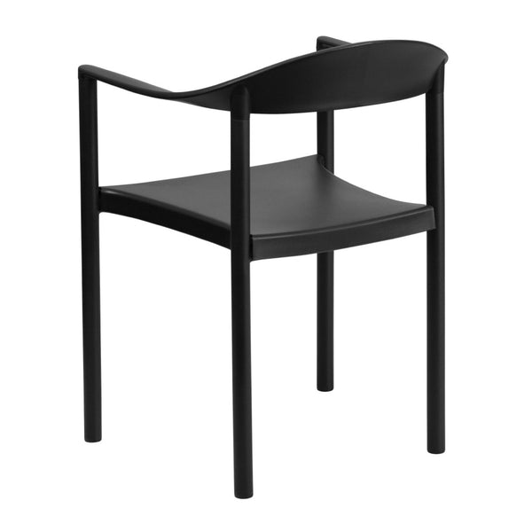 English Elm HERCULES Heavy-Duty Cafe Stack Chair - 1000 lb Capacity, Ergonomic Comfort for Dining & Events Black RUT-418-BK-GG