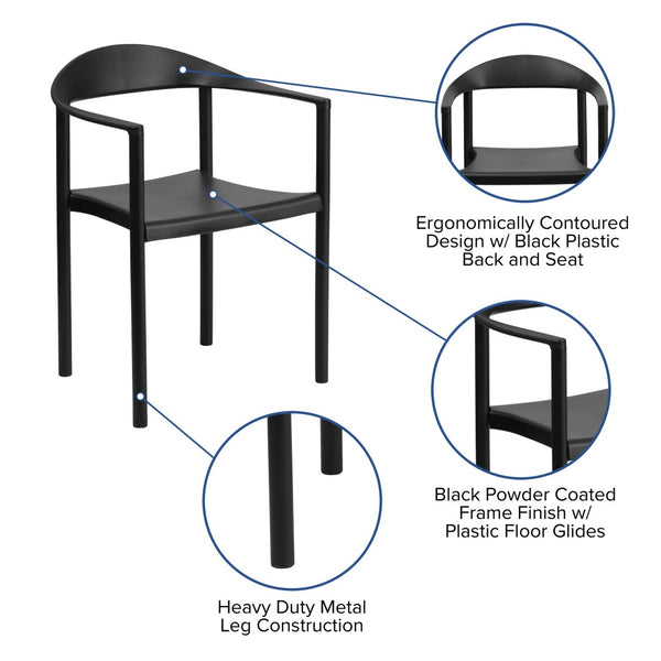 English Elm HERCULES Heavy-Duty Cafe Stack Chair - 1000 lb Capacity, Ergonomic Comfort for Dining & Events Black RUT-418-BK-GG