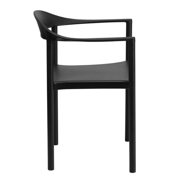 English Elm HERCULES Heavy-Duty Cafe Stack Chair - 1000 lb Capacity, Ergonomic Comfort for Dining & Events Black RUT-418-BK-GG