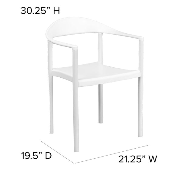 English Elm HERCULES Heavy-Duty Cafe Stack Chair - 1000 lb Capacity, Ergonomic Comfort for Dining & Events White RUT-418-WH-GG