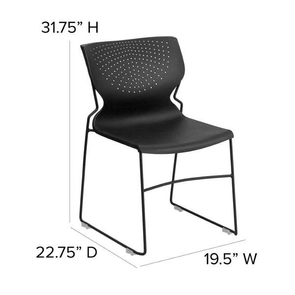 English Elm HERCULES Modern Full Back Stack Chair with 661 lb Capacity for Durable Comfort and Space-Saving Use Black RUT-438-BK-GG