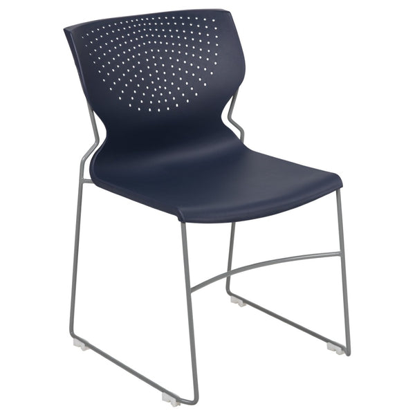 English Elm HERCULES Modern Full Back Stack Chair with 661 lb Capacity for Durable Comfort and Space-Saving Use Navy RUT-438-NY-GG