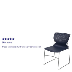 English Elm HERCULES Modern Full Back Stack Chair with 661 lb Capacity for Durable Comfort and Space-Saving Use Navy RUT-438-NY-GG