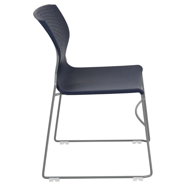 English Elm HERCULES Modern Full Back Stack Chair with 661 lb Capacity for Durable Comfort and Space-Saving Use Navy RUT-438-NY-GG