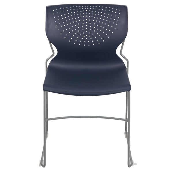 English Elm HERCULES Modern Full Back Stack Chair with 661 lb Capacity for Durable Comfort and Space-Saving Use Navy RUT-438-NY-GG