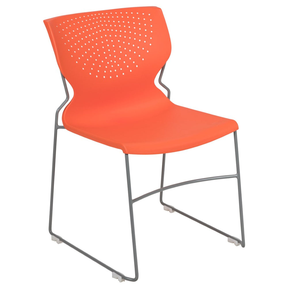 English Elm HERCULES Modern Full Back Stack Chair with 661 lb Capacity for Durable Comfort and Space-Saving Use Orange RUT-438-OR-GG