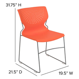English Elm HERCULES Modern Full Back Stack Chair with 661 lb Capacity for Durable Comfort and Space-Saving Use Orange RUT-438-OR-GG