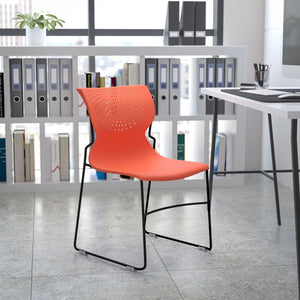 English Elm HERCULES Modern Full Back Stack Chair with 661 lb Capacity for Durable Comfort and Space-Saving Use Orange RUT-438-OR-GG