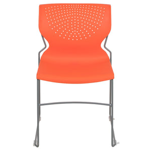 English Elm HERCULES Modern Full Back Stack Chair with 661 lb Capacity for Durable Comfort and Space-Saving Use Orange RUT-438-OR-GG
