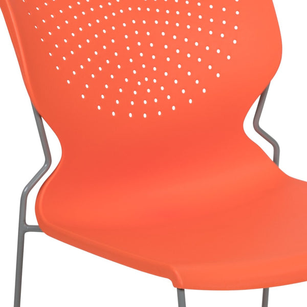 English Elm HERCULES Modern Full Back Stack Chair with 661 lb Capacity for Durable Comfort and Space-Saving Use Orange RUT-438-OR-GG