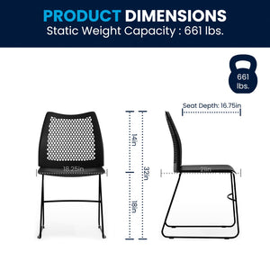 English Elm HERCULES 661 lb. Capacity Stack Chair with Air-Vent Back, Durable Design for High-Use Environments Black RUT-498A-BLACK-GG