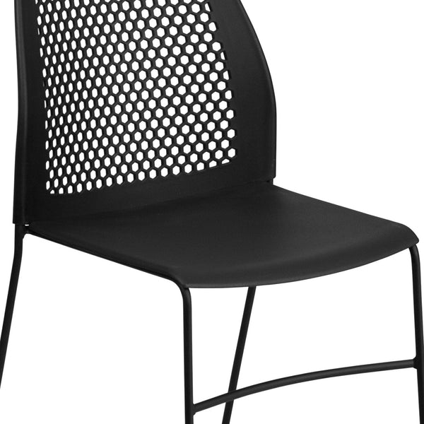English Elm HERCULES 661 lb. Capacity Stack Chair with Air-Vent Back, Durable Design for High-Use Environments Black RUT-498A-BLACK-GG