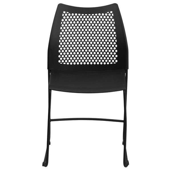 English Elm HERCULES 661 lb. Capacity Stack Chair with Air-Vent Back, Durable Design for High-Use Environments Black RUT-498A-BLACK-GG