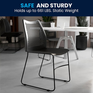 English Elm HERCULES 661 lb. Capacity Stack Chair with Air-Vent Back, Durable Design for High-Use Environments Black RUT-498A-BLACK-GG