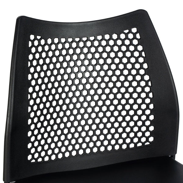 English Elm HERCULES Stackable Bar Stool with Ventilated Backrest for Comfort in Cafes and Event Spaces Black Plastic/Black Frame RUT-498A-BS-BK-GG