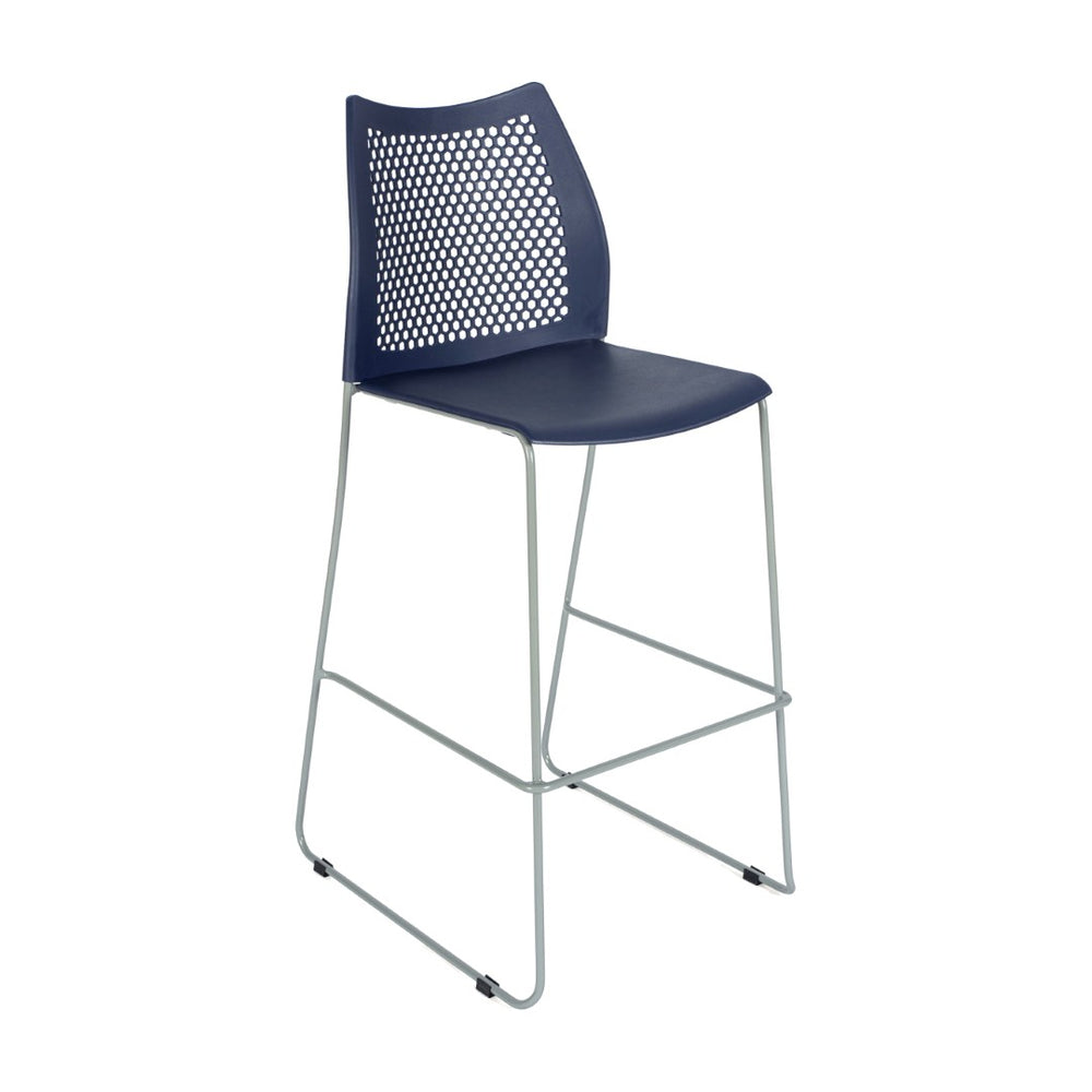 English Elm HERCULES Stackable Bar Stool with Ventilated Backrest for Comfort in Cafes and Event Spaces Navy Plastic/Gray Frame RUT-498A-BS-NV-GG