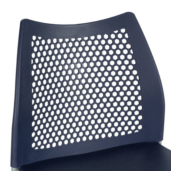 English Elm HERCULES Stackable Bar Stool with Ventilated Backrest for Comfort in Cafes and Event Spaces Navy Plastic/Gray Frame RUT-498A-BS-NV-GG