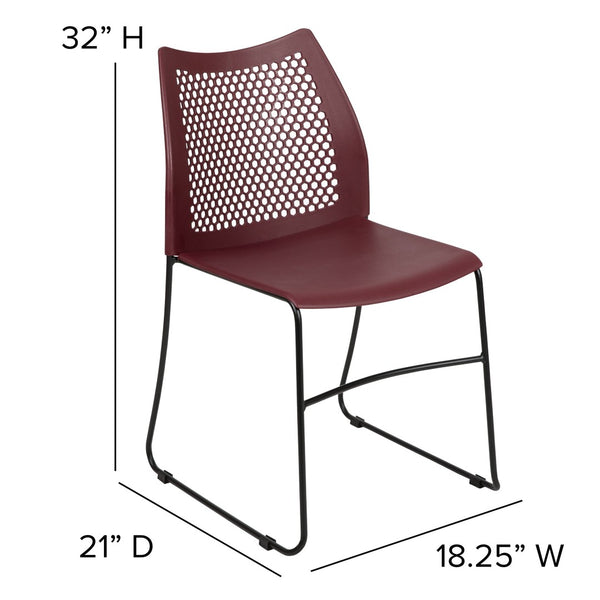 English Elm HERCULES 661 lb. Capacity Stack Chair with Air-Vent Back, Durable Design for High-Use Environments Burgundy RUT-498A-BY-GG