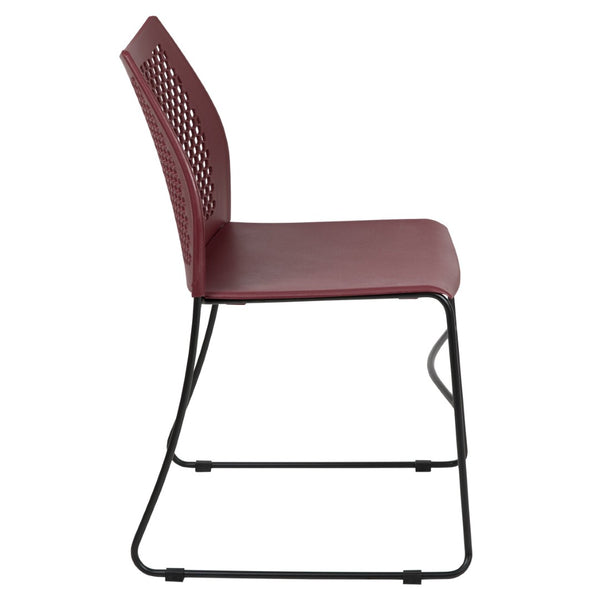 English Elm HERCULES 661 lb. Capacity Stack Chair with Air-Vent Back, Durable Design for High-Use Environments Burgundy RUT-498A-BY-GG