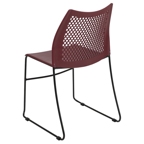 English Elm HERCULES 661 lb. Capacity Stack Chair with Air-Vent Back, Durable Design for High-Use Environments Burgundy RUT-498A-BY-GG