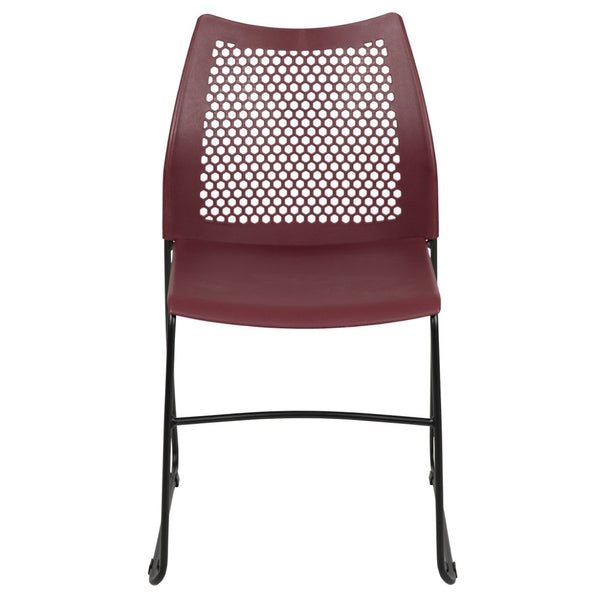 English Elm HERCULES 661 lb. Capacity Stack Chair with Air-Vent Back, Durable Design for High-Use Environments Burgundy RUT-498A-BY-GG